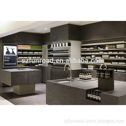 attractive cosmetic shop display counter interior design